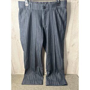 Lee Womens Gray White Pinstripe Pants No Gap Waistband Size 10 Career Pockets